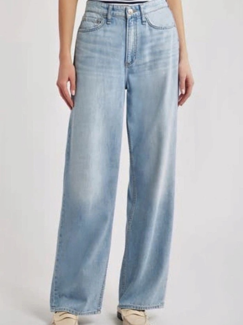 Rag & Bone Featherweight Logan Mid-Rise Wide Leg Jeans